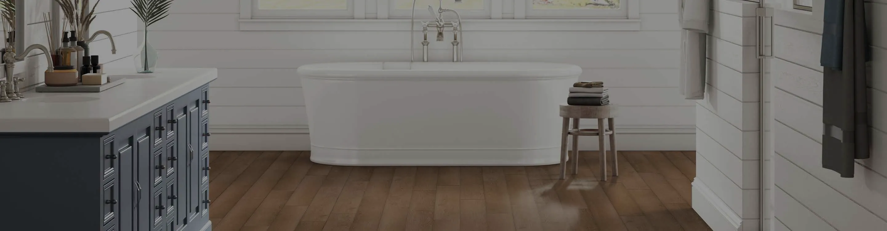 wood look vinyl flooring in bathroom